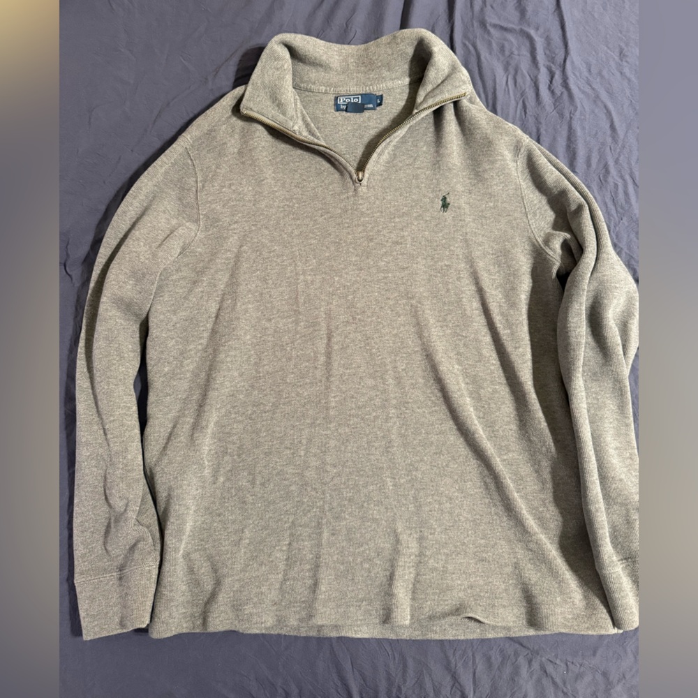 Gray Polo Quarter-Zip Pullover